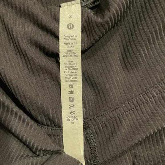 Lululemon Base Pace High-Rise Ribbed Black Yoga Tight Pant 25" Size 2 - Picture 5 of 5